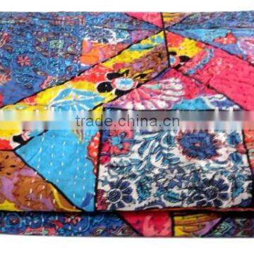 RTHKG-4 Fruit Printed Handmade Kantha Vintage Traditional Cotton Fabric Patchwork Gudri Throw Bedspread Wholesaler Jaipur