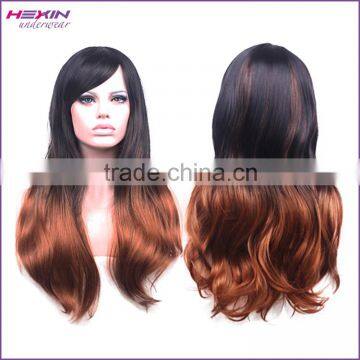 Cosplay Full Lace Human Hair Wig With Wig Cap and Comb (Black Brown) photo-3