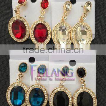 Retro Fashion Flash Diamond Earrings Round Color Drop Earrings