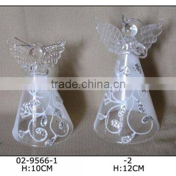 Chirstmas Hanging Glass Angel with Flower Pattern