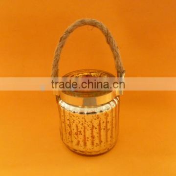 glass electroplate craft jar with rope handle