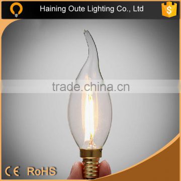 E14 led filament candle light 4watts 120v/220v led filament candle bulb light 2200k-6500k