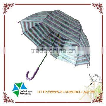 Dome shape transparent poe with printing straight umbrella