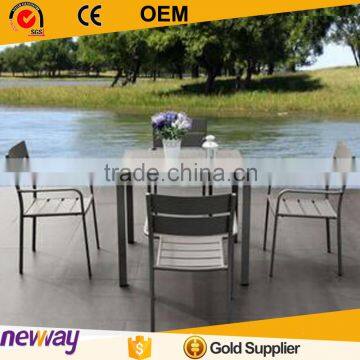 5 Star Grey Powder Coating 4 Person Dining Set Outdoor Garden Leisure Furniture