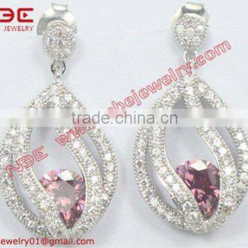 wholesale silver jewelry, micro pave setting silver earring, 2012 fashion earrings