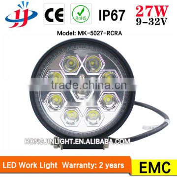 China manufacture new product flood or spot type Round 5 inch 27W led work lamp for truck