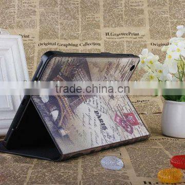 Retro Color printing Multi-Angle Leather Cover Case for New iPad Mini, with stand