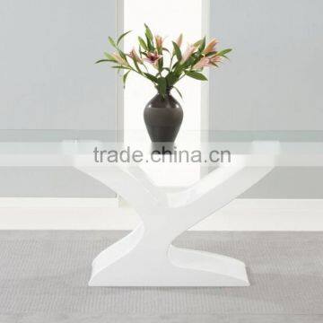 DT-2033 Clear Glass and White High Gloss Dining Table