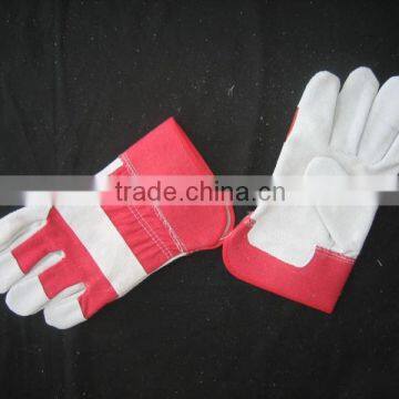 Cow split leather full palm blue leather working glove