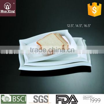 H4471 hot sale chaozhou white porcelain rectangular ceramic dinner plate