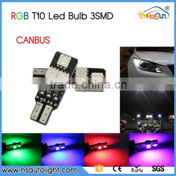 New Product RGB T10 W5W 6SMD 5050 Canbus LED Car Tail Light Reading Dome Led Light Lamp Bulb