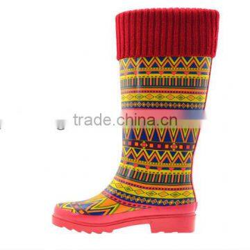 New design colorful lady rubber rain boots with sweater