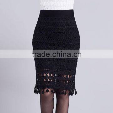 L013 Hot Sexy Black Crochet Skirt 2016 Wholesale Ladies Short Skirt Design