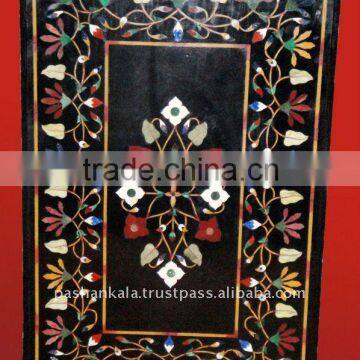 Excellent Black Marble Pietra Dura Dining Table