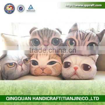 QQ Factory Private Label Free Sample Wholesale Polyester Fabric Decorative Throw Pillows & Cute Stuffed Cat Face Pillow