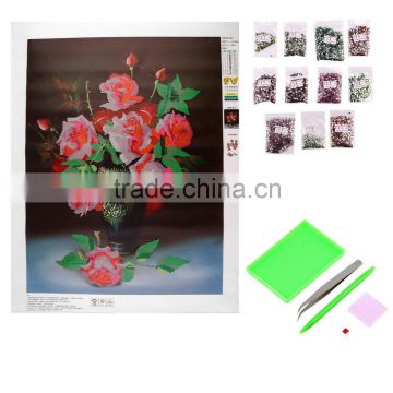 5D DIY Blooming Rose Restaurant Embroidered Faux Diamond Square Full Diamond