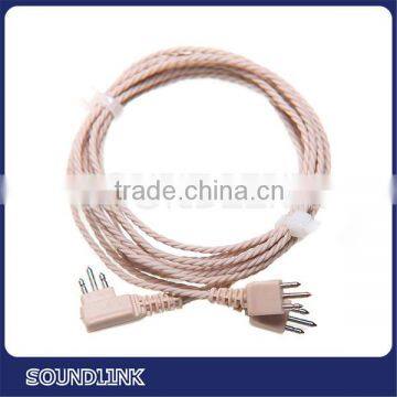 Beige color high quality 3pin Y type hearing aid cord