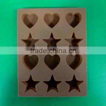 Hot selling! star & heart shaped silicone ice mould