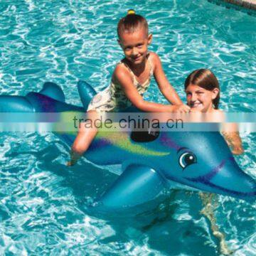 hot sale Translucent Blue Dolphin inflatable kid rider toy
