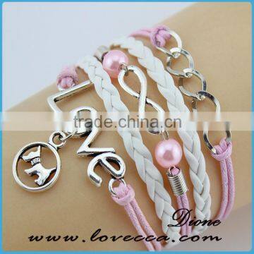 New fashion jewelry leather infinitely cheap love bracelet Cute wave styles bracelets