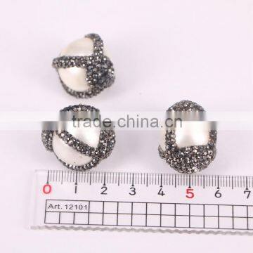 Round Freshwater Pearl Beads With Rhinestone, Mother Of Pearl Stone For Jewelry Making photo-4