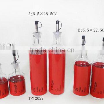 Fashional 300ml Glass Oil and Vinegar Bottle With Stainless Coating and Metal Dispenser photo-2