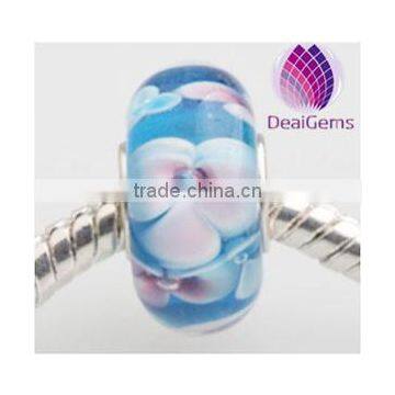 High quality silver-plated brass big hole european glass beads