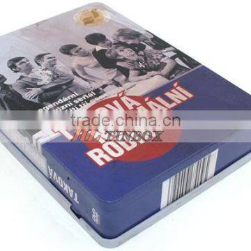 Rectangular CD DVD Metal Case Tin Box with Hinged