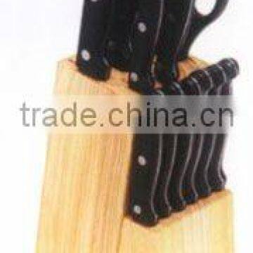 13pcs kitchen knives set with rubber wood block