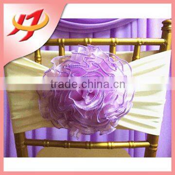 Cheap spandex lycra material pretty high quality flower chair cover sash