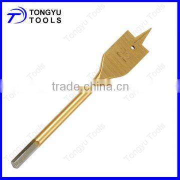 Hexagon Shank With Round Flute Wood Flat Drill Bits,Titanium Coated