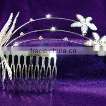 Bridal Wedding Flower Clear Crystal Rhinestone Comb CT1190