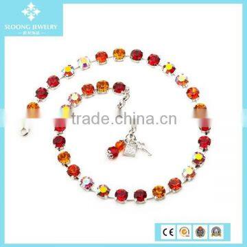 New Custom Brand Quality Red Crystal Fancy Necklace Sets