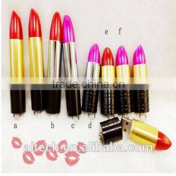 2014 new design wholesale customized shine lipstick usb flash drives