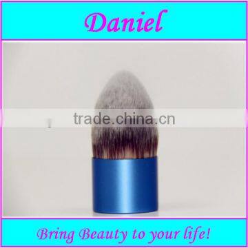 Blue Aluminum cylinder handle kabuki brush with pencil aluminum ferrule synthetic makeup brushes