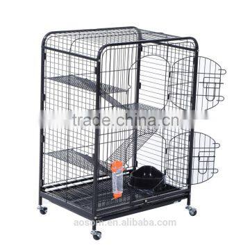 Pawhut 37" 4 Level Indoor Hutch Small Animal Cage - Black