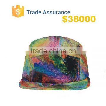5 Panel Tie Dye Print Camper Hat Biker Cap , Sublimation Printed Hat And Cap , 5 Panel Underbrim Printing Cap Hat