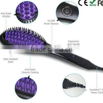 Purple Straight Comb Auto Electric Hair Straightener Brush