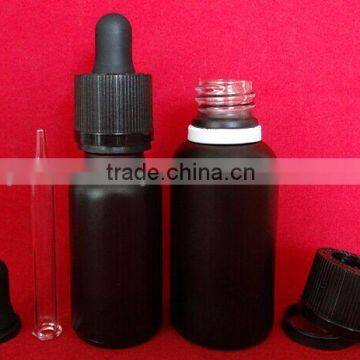 matte black glass e liquid bottle with glass dropper bottle with childproof cap