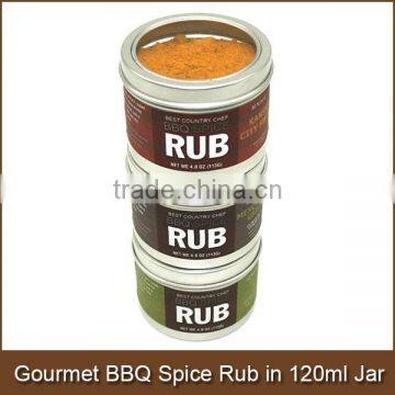 Gourmet BBQ Spice Rub in 120ml Aluminum Jar with See Through Cap