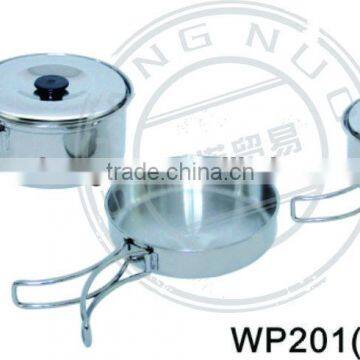 metal camping Cooking pot with fry pan