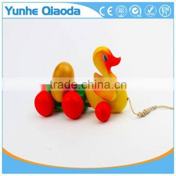 Colorful Pull Along Wiggles Duck With One Egg Wooden Toy Wiggles as You Pull They Make a Fun Baby photo-5