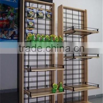 Free-standing Practical Retail Store Wood Display Shelf For Juice