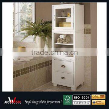 glass door double drawers white finish E1 MDF corner bath cabinets