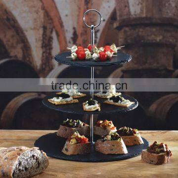 Natural Slate 3-layer Cake Stand,centrepiece Food Holder photo-2