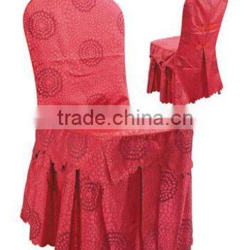 Red color pattern with ruffled pleat chair cover for restaurant used