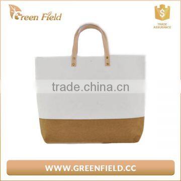 Washable Kraft Paper Shopping Bag,white and Brown Kraft Paper Shopping Tote Bag photo-3