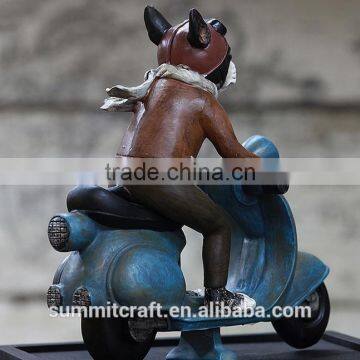 Vintage Resin Bulldog Riding Figurine