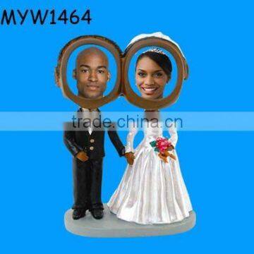 Colored Couple Bobble Head Dolls Figure Decor for Wedding photo-1