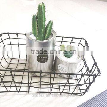 Black metal wire storage basket with open design